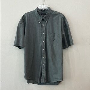 Nautica Short Sleeve  Green and White Casual Cotton Button Down Shirt Mens XXL
